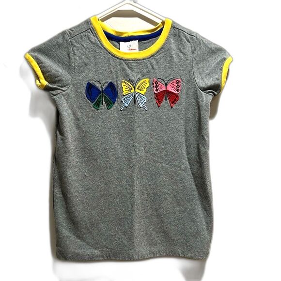 Hanna Andersson Gray Shirt Sleeve Shirt Butterflies Size US 8 or 130cm - Picture 1 of 13